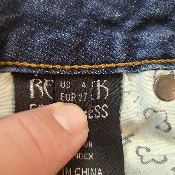 ReRock Express Jeans Womens 4 Dark Blue Skinny Distressed Denim Preppy Normcore - Picture 5 of 11